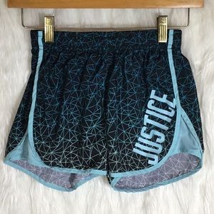 Girls sz 12 Justice Active Shorts Black Aqua Blue